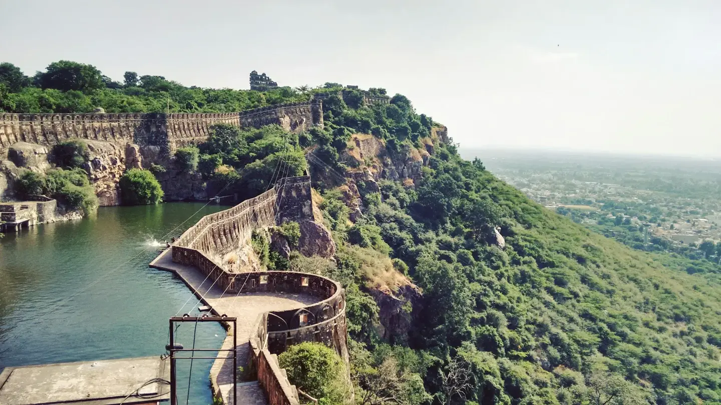 Chittorgarh Fort and the Aravalli hills on the Udaipur to Chittorgarh road trip via NH27